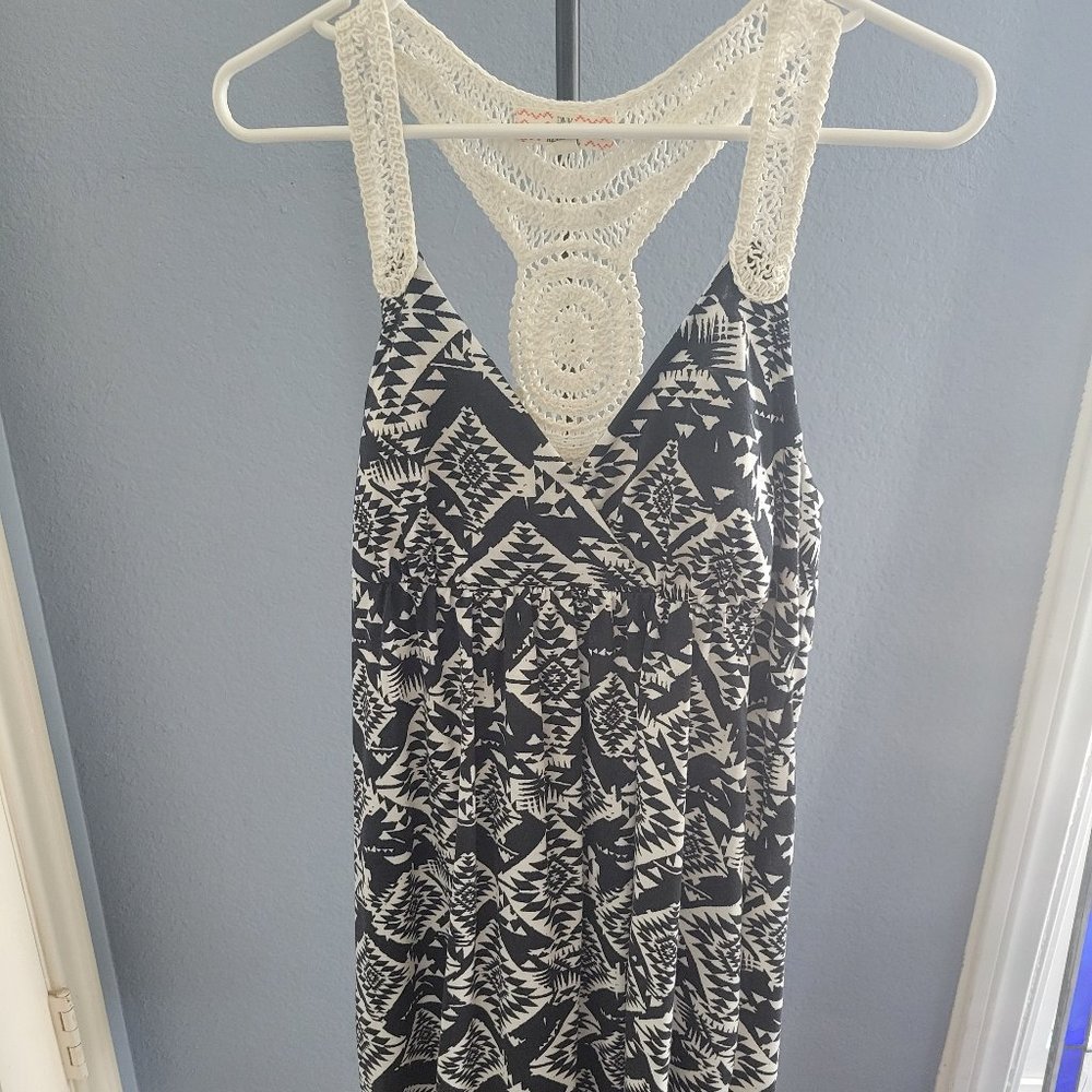 PINK REPUBLIC Crochet Racerback Black White Dress |  Size L